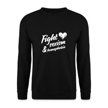 Fight sexism and homophobia - Unisex Sweatshirt - black - Front - Alina (178cm) & Michal (187cm)