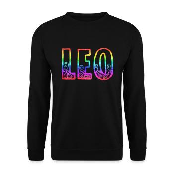 leo rs regenbogen - Unisex Pullover - Schwarz - Vorne - Alina (178cm) & Michal (187cm)