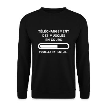 téléchargement des muscles en cours cadeau humour - Sweat-shirt Unisexe - noir - Devant - Alina (178cm) & Michal (187cm)