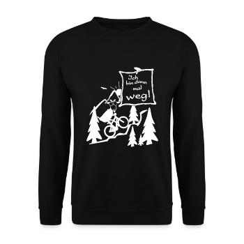 bin weg MTB fahren - Fahrradtour - Unisex Pullover - Schwarz - Vorne - Alina (178cm) & Michal (187cm)