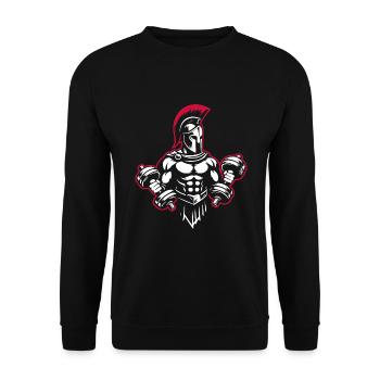 Sparta Spartaner Bodybuilder im Gym für Kraftsport - Unisex Pullover - Schwarz - Vorne - Alina (178cm) & Michal (187cm)