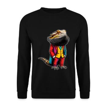 Lézard dragon barbu - Sweat-shirt Unisexe - noir - Devant - Alina (178cm) & Michal (187cm)