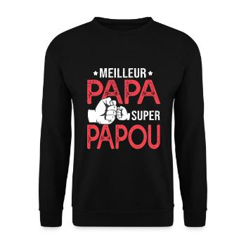 meilleur papa donne un super papou pour grandpère - Sweat-shirt Unisexe - noir - Devant - Alina (178cm) & Michal (187cm)