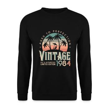 1984 Birthday Gift Born 1984 - Unisex Sweatshirt - black - Front - Alina (178cm) & Michal (187cm)