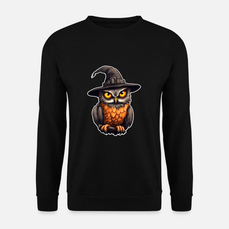 Owl with witch hat Halloween - Unisex Sweatshirt - black