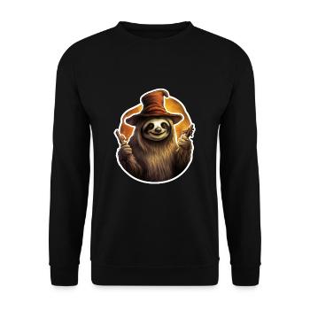 Halloween Sloth with Witch Hat - Unisex Sweatshirt - black - Front - Alina (178cm) & Michal (187cm)