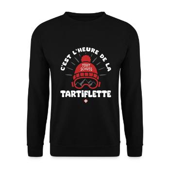 ski et tartiflette cadeau humour ski skieur savoie - Sweat-shirt Unisexe - noir - Devant - Alina (178cm) & Michal (187cm)