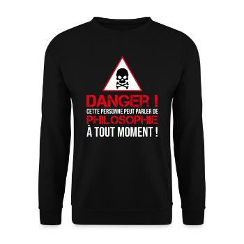 Cette personne peut parler de philo à tout moment - Sweat-shirt Unisexe - noir - Devant - Alina (178cm) & Michal (187cm)