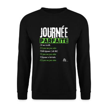 Journée parfaite de gamer jeux vidéo gaming humour - Sweat-shirt Unisexe - noir - Devant - Alina (178cm) & Michal (187cm)