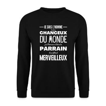 Humour parrain cadeau parrain filleul relation - Sweat-shirt Unisexe - noir - Devant - Alina (178cm) & Michal (187cm)