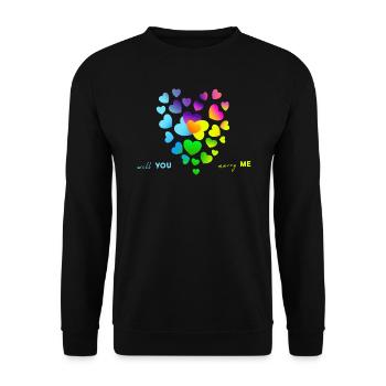 heiraten Hochzeit verloben - Unisex Pullover - Schwarz - Vorne - Alina (178cm) & Michal (187cm)