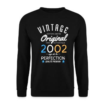 Vintage 2002, Age de la Perfection - Sweat-shirt Unisexe - noir - Devant - Alina (178cm) & Michal (187cm)