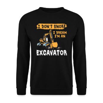 I dont Snore Excavator - Unisex Pullover - Schwarz - Vorne - Alina (178cm) & Michal (187cm)