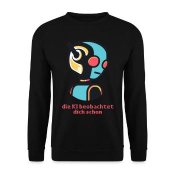 Die KI Beobachtet Dich Schon - dunkel^ - Unisex Pullover - Schwarz - Vorne - Alina (178cm) & Michal (187cm)