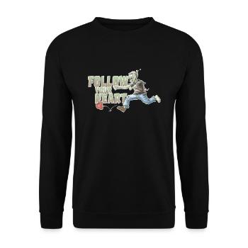motive shirt zombie heart follow your heart new - Unisex Sweatshirt - black - Front - Alina (178cm) & Michal (187cm)