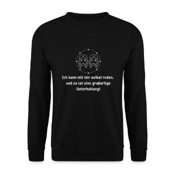 T-Shirt Sternzeichen Zwillinge Astrologie Horoskop - Unisex Pullover - Schwarz - Vorne - Alina (178cm) & Michal (187cm)