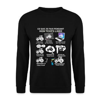 Pour papa. Tracteur Agriculture et passion - Sweat-shirt Unisexe - noir - Devant - Alina (178cm) & Michal (187cm)