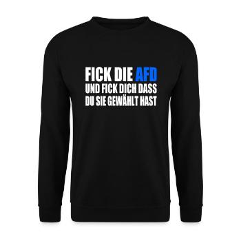 FCK AFD - Gegen Rechts - halte deine umwelt sauber - Unisex Pullover - Schwarz - Vorne - Alina (178cm) & Michal (187cm)