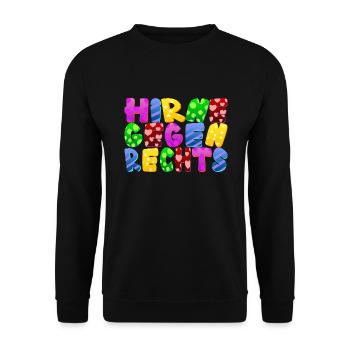 AfD stoppen gegen rechts Demokratie Vielfalt links - Unisex Pullover - Schwarz - Vorne - Alina (178cm) & Michal (187cm)