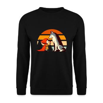 Fairy Tale Little Red Riding Hood and the Wolf Forest Cute - Unisex Sweatshirt - black - Front - Alina (178cm) & Michal (187cm)