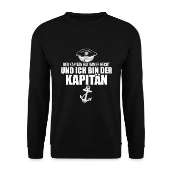 Kapitän Kapitänsmütze Bootsführerschein Segeln - Unisex Pullover - Schwarz - Vorne - Alina (178cm) & Michal (187cm)
