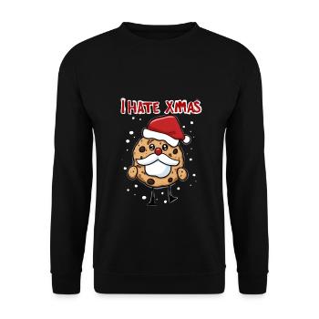 Ich hasse Weihnachten Lustiger Keks Cookie Advent - Unisex Pullover - Schwarz - Vorne - Alina (178cm) & Michal (187cm)