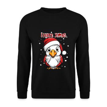 Ich hasse Weihnachten Lustiger Vogel - Unisex Pullover - Schwarz - Vorne - Alina (178cm) & Michal (187cm)
