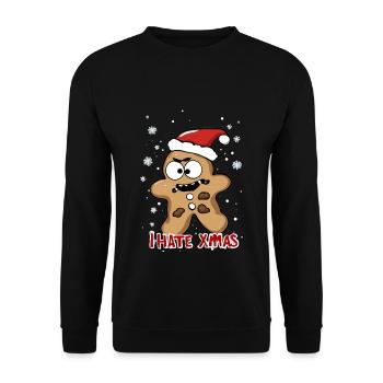 Je déteste Noël Funny Cookie Cookie Mares - Sweat-shirt Unisexe - noir - Devant - Alina (178cm) & Michal (187cm)