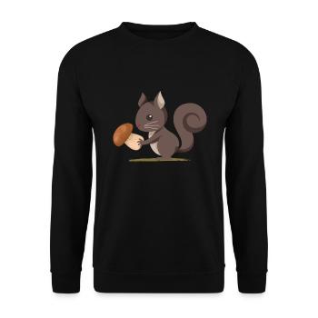 Nature lover, squirrel, mushroom picker, mushroom in the forest - Unisex Sweatshirt - black - Front - Alina (178cm) & Michal (187cm)