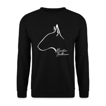 MINIATURE BULLTERRIER Profil Wilsigns - Unisex Pullover - Schwarz - Vorne - Alina (178cm) & Michal (187cm)
