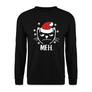 Funny Meowy Christmas Shirt - Unisex Sweatshirt - black - Front - Alina (178cm) & Michal (187cm)