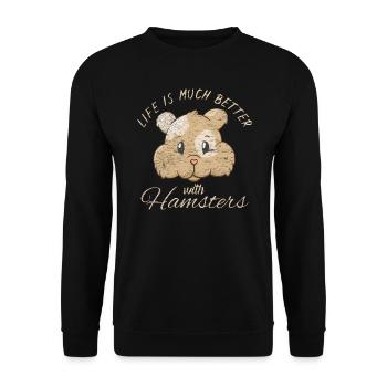Hamster - Unisex Pullover - Schwarz - Vorne - Alina (178cm) & Michal (187cm)