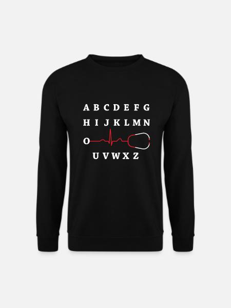 PQRST Heartbeats sykepleier EKG Wave Line Alfabet gave - Genser unisex - svart