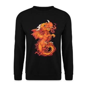 Niedlich Drache Phantasie Mythologie Feuer Phönix - Unisex Pullover - Schwarz - Vorne - Alina (178cm) & Michal (187cm)