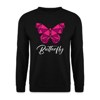 Butterfly Geometric - Unisex Sweatshirt - black - Front - Alina (178cm) & Michal (187cm)