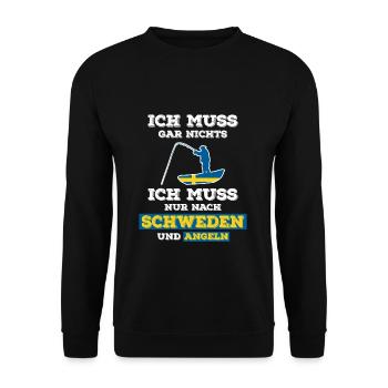 Schweden Angeln Geschenkidee - Unisex Pullover - Schwarz - Vorne - Alina (178cm) & Michal (187cm)