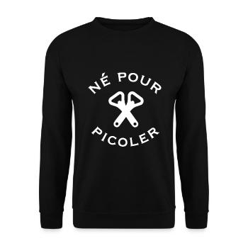 Né pour picoler ouvre bouteilles - Sweat-shirt Unisexe - noir - Devant - Alina (178cm) & Michal (187cm)