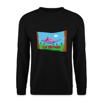 lui verreke (lui varken) - Uniseks sweater - zwart - Voor - Alina (178cm) & Michal (187cm)