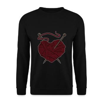 I Love Knitting | Wool Needle Heart Sewing Craft - Unisex Sweatshirt - black - Front - Alina (178cm) & Michal (187cm)