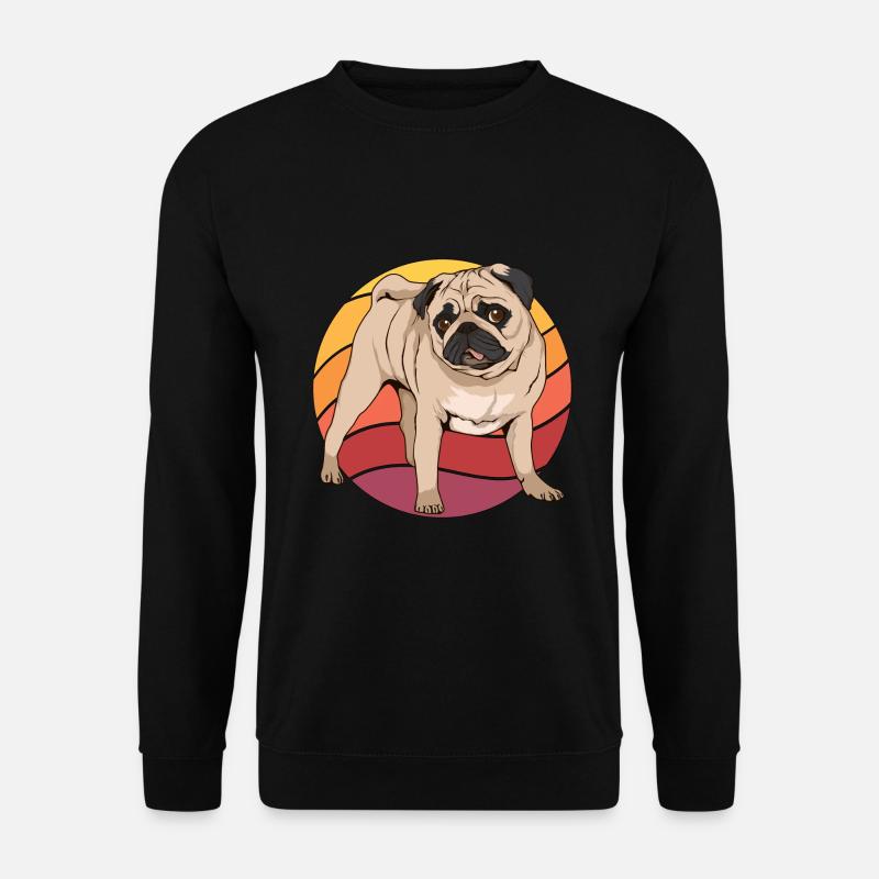 Mops Pug Retro Sunset - Unisex Pullover - Schwarz