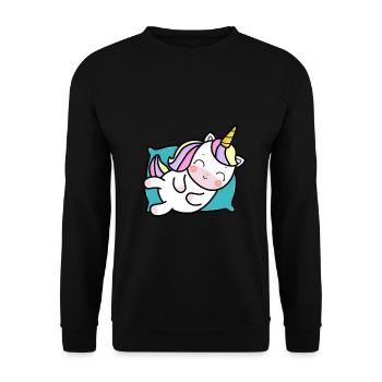 Licorne sur oreiller idée cadeau mignon - Sweat-shirt Unisexe - noir - Devant - Alina (178cm) & Michal (187cm)