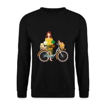 Bicycle shopping shopping basket environment - Unisex Sweatshirt - black - Front - Alina (178cm) & Michal (187cm)