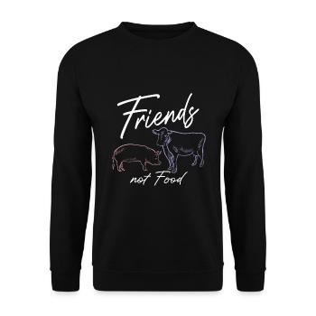 FRIENDS NOT FOOD, Vegan Veganer - Unisex Pullover - Schwarz - Vorne - Alina (178cm) & Michal (187cm)