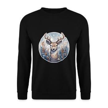 Winter landscape with deer - Unisex Sweatshirt - black - Front - Alina (178cm) & Michal (187cm)