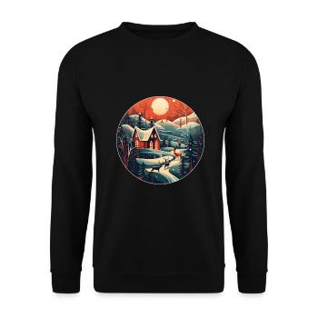 Christmas Winter Landscape - Unisex Sweatshirt - black - Front - Alina (178cm) & Michal (187cm)