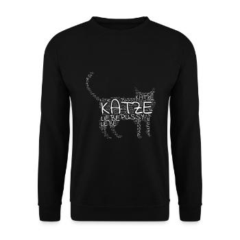 Katze Miau Lustig Katzendame T-Shirt - Unisex Pullover - Schwarz - Vorne - Alina (178cm) & Michal (187cm)