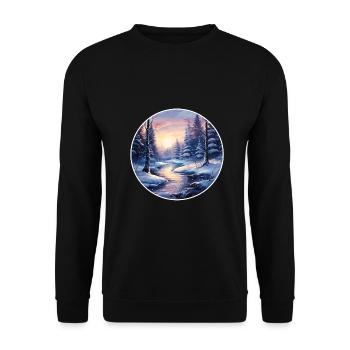 Paysage d’hiver forêt avec rivière - Sweat-shirt Unisexe - noir - Devant - Alina (178cm) & Michal (187cm)