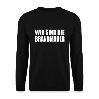 wir sind die brandmauer - Unisex Pullover - Schwarz - Vorne - Alina (178cm) & Michal (187cm)