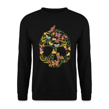 Flower Skull Flowers Skull Summer Gift - Unisex Sweatshirt - black - Front - Alina (178cm) & Michal (187cm)