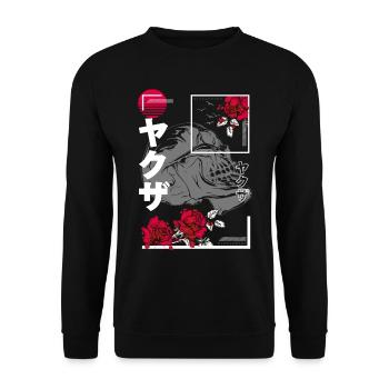 Japanischer Totenkopf Art Style - Unisex Pullover - Schwarz - Vorne - Alina (178cm) & Michal (187cm)